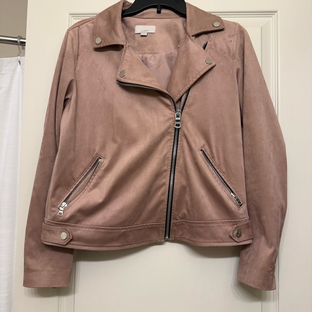 Faux suede moto jacket